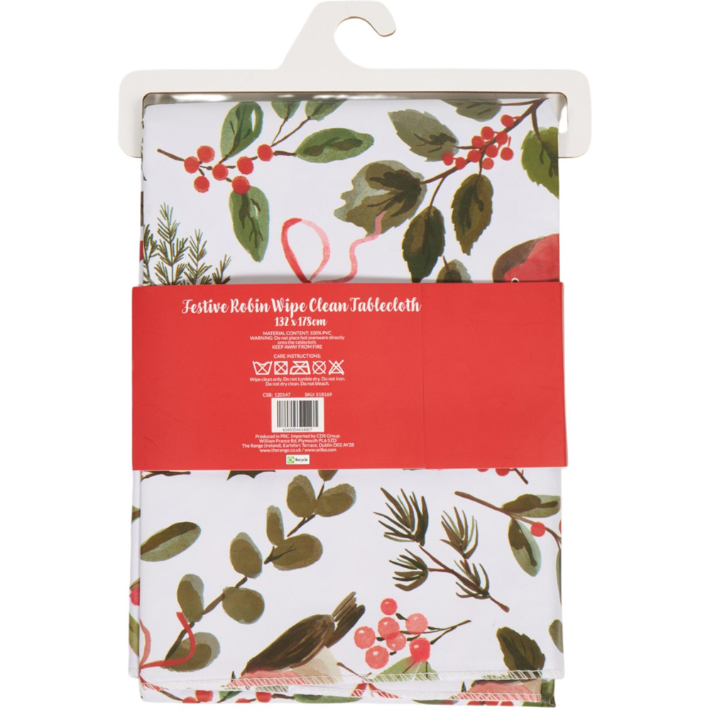 Festive Robin Wipe Clean Tablecloth Image 2