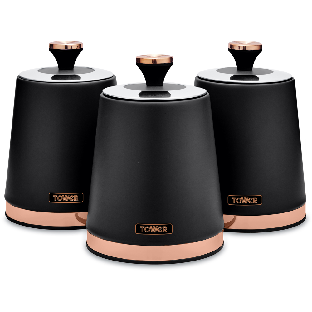 Tower 3 Piece Cavaletto Black Canister Set Image 1