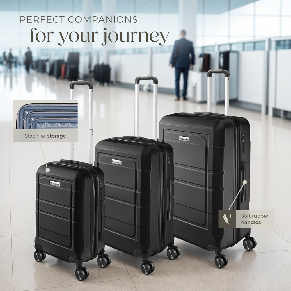 Tectake Brice Set of 3 Black Hard Shell Travel Suitcase Set Image 4