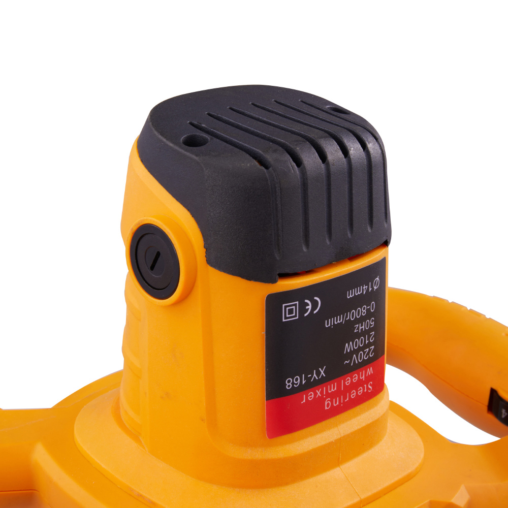 Living and Home ZT0037 Yellow 2100W Portable Handheld Paddle Cement Mixer with S-Shaped Rod Image 4