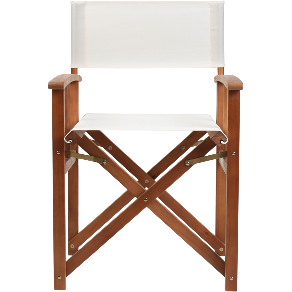 Charles Bentley Set of 2 Cream Wooden Foldable Directors Chair Image 3