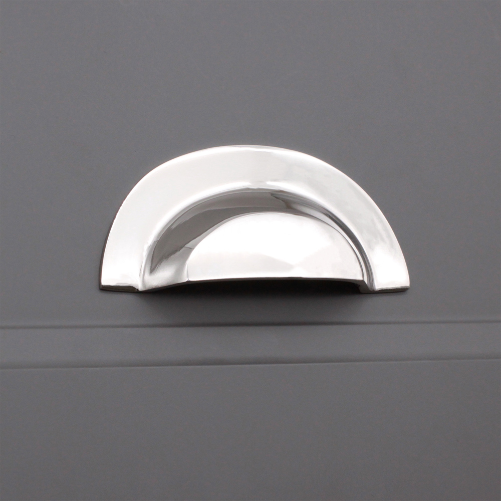 Spira Brass Polished Nickel Large Slim Cup Pull Drawer Handle Image 2