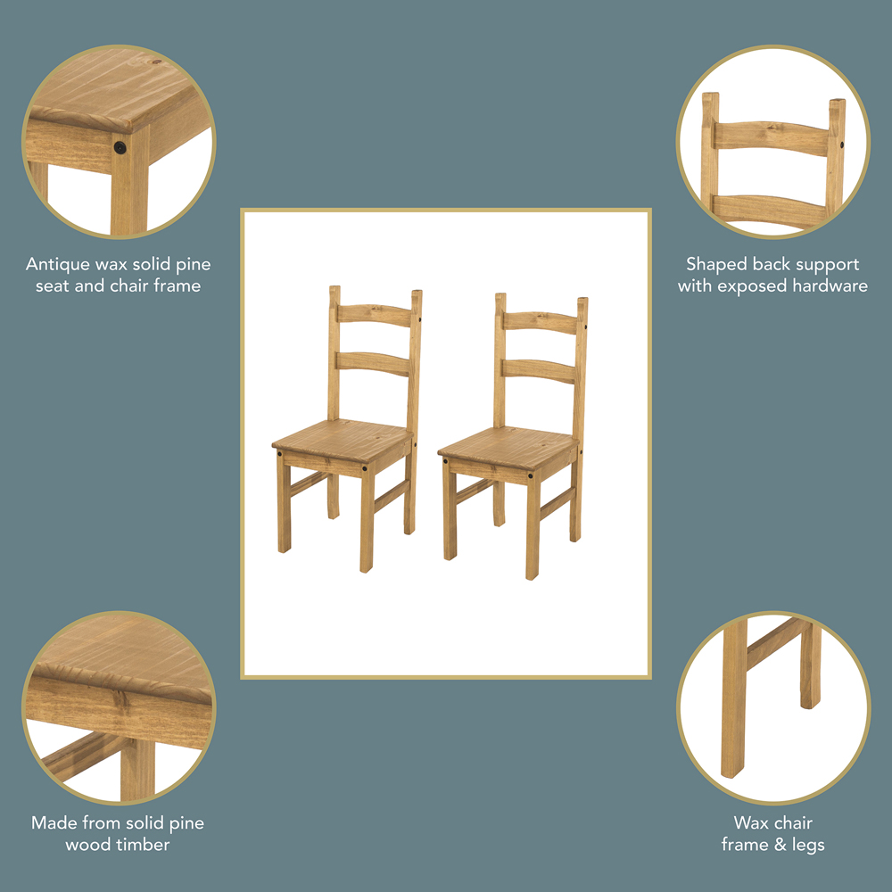 Core Products Corona Set of 2 Antique Pine Dining Chair Image 4