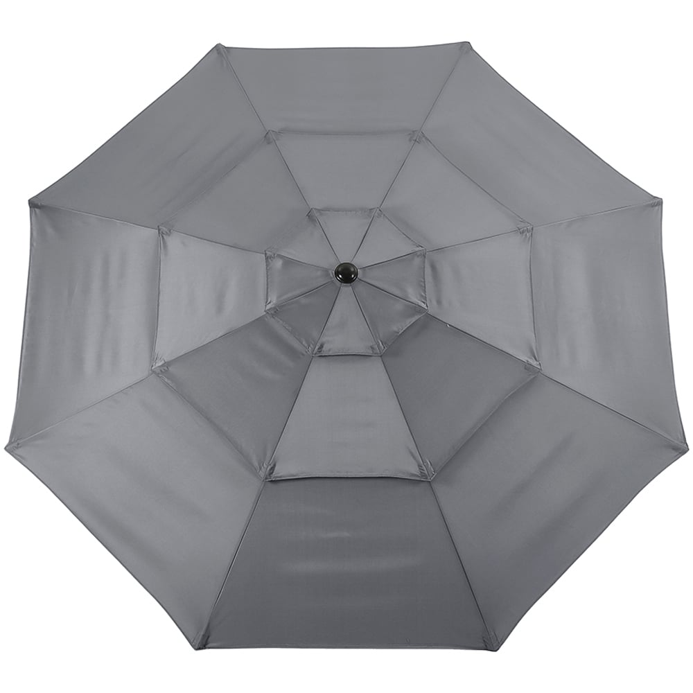 Living and Home Light Grey 3 Tier Crank and Tilt Parasol with Weave Cement Base 3m Image 2