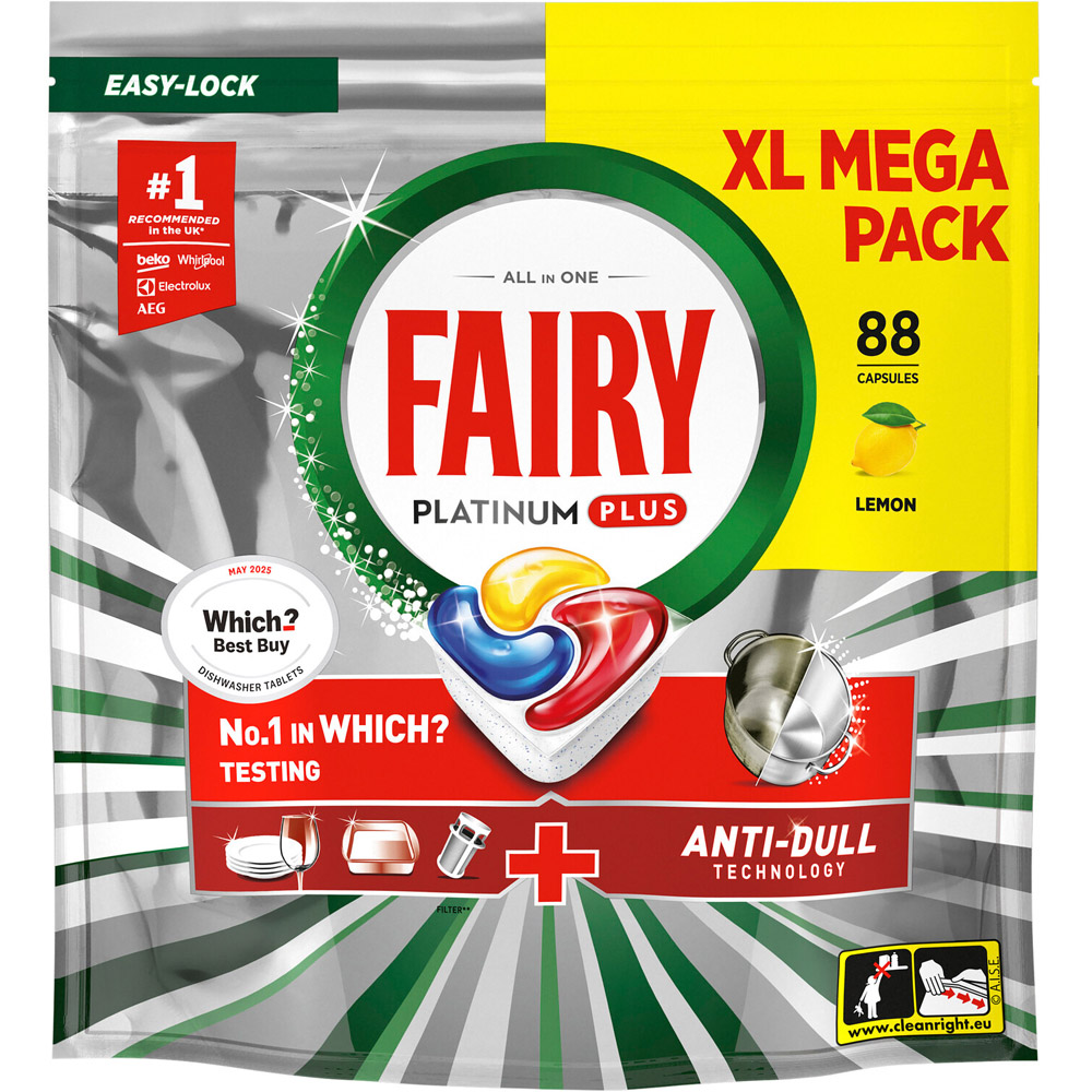 Pack of 88 Fairy Platinum Plus Dishwasher Tablets | Wilko