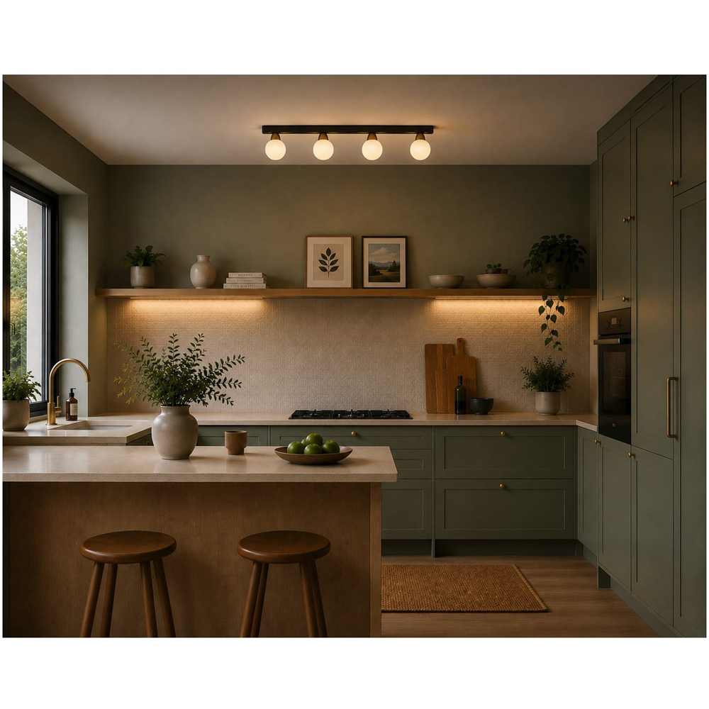 Cosylyte Bowen Bathroom 4 Light Classic Opal Glass Brass Ceiling Flush Light Image 2