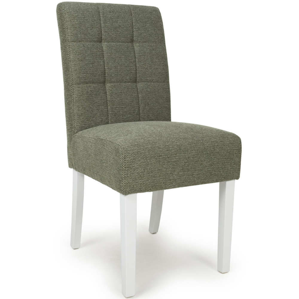 Portland Harlow Olive Weave White Legs Waffle Back Dining Chair Image 2
