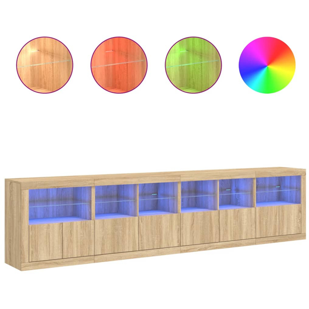 vidaXL 8 Door 12 Shelf Sonoma Oak LED Sideboard 4 Piece Image 3