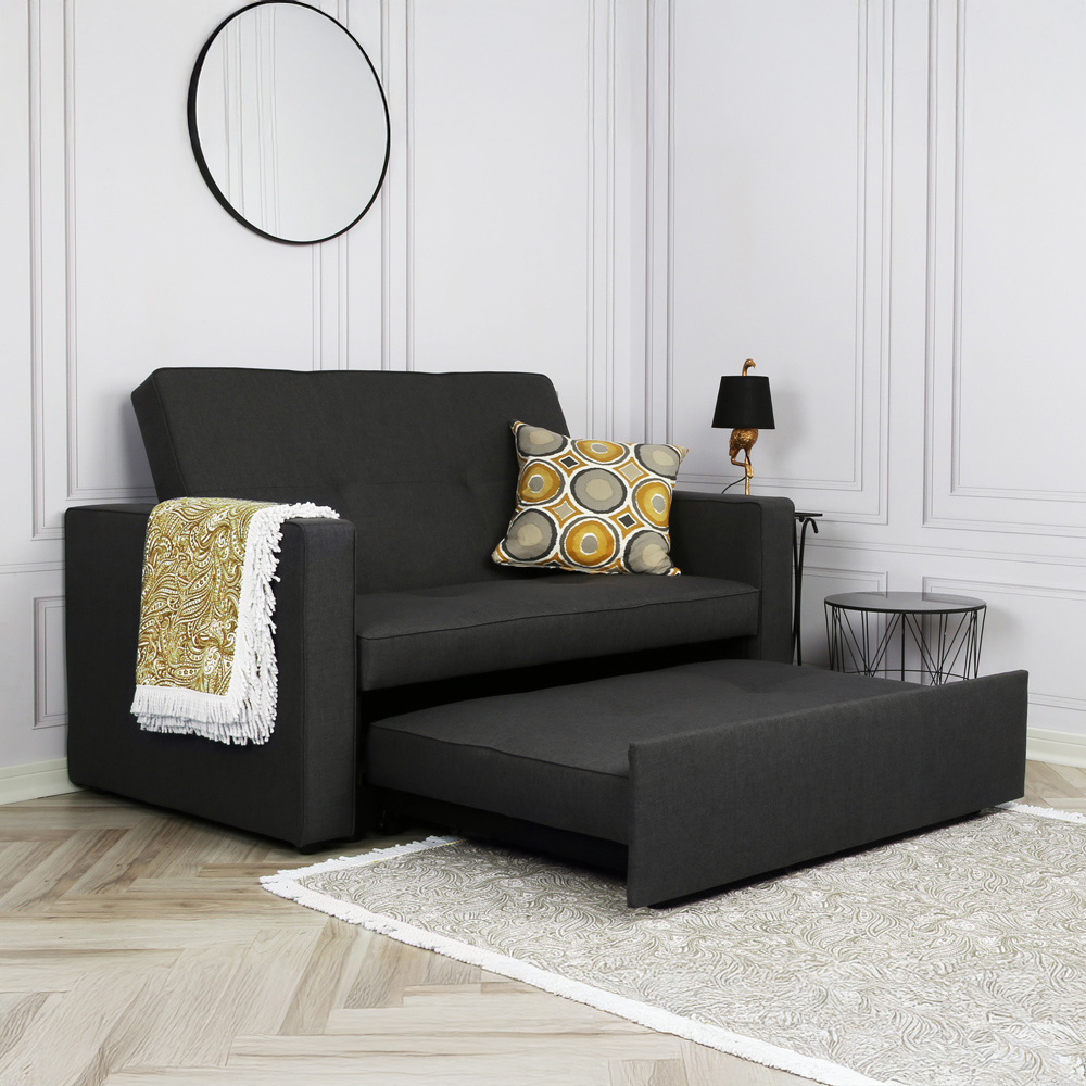 Troy Grey 2 Seater Pull Out Sofa Bed Image 8