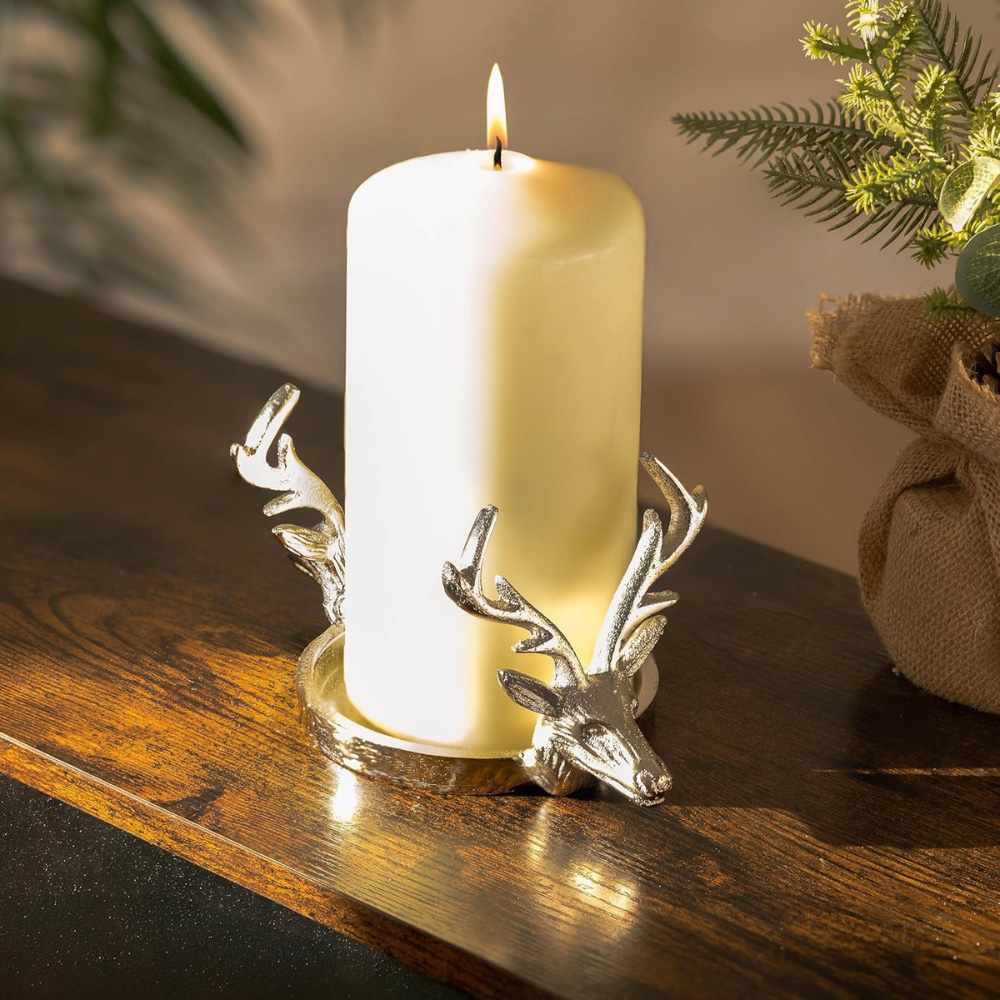 Marco Paul Silver Double Head Reindeer Candle Holder Image 8