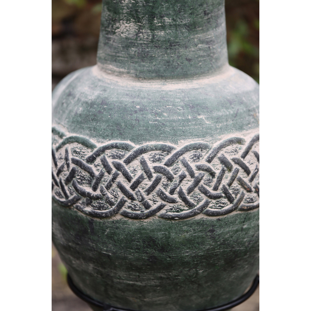 Gardeco Edyth Large Celtic Theme Mexican Chimenea with Stand and Lid Image 3