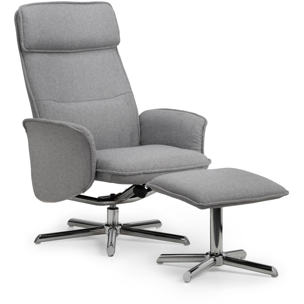 Julian Bowen Aria Grey Linen Swivel Recliner Chair and Stool Image 2