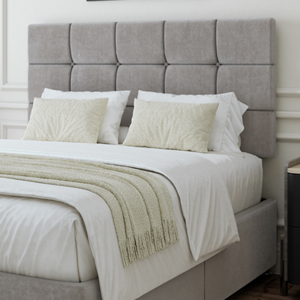 Bedmaster Small Double Seal Grey Naples Linen Divan Base with Pearl Headboard Image 2