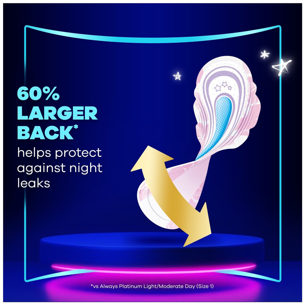 Always Platinum Night Sanitary Pads with Wings 7 Image 4