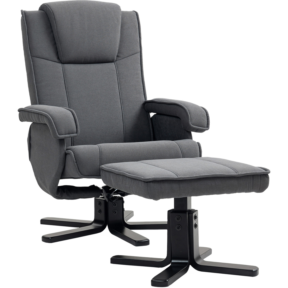 Portland Grey Velvet Upholstered Swivel Rocker Recliner Chair with Footstool Image 2