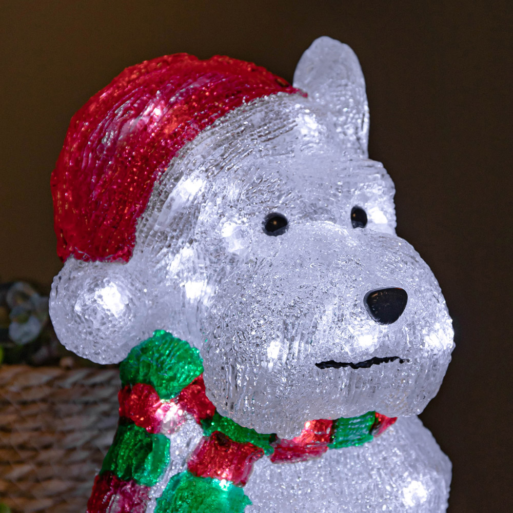 Samuel Alexander White LED Acrylic Westie Dog Christmas Decoration 31cm Image 3