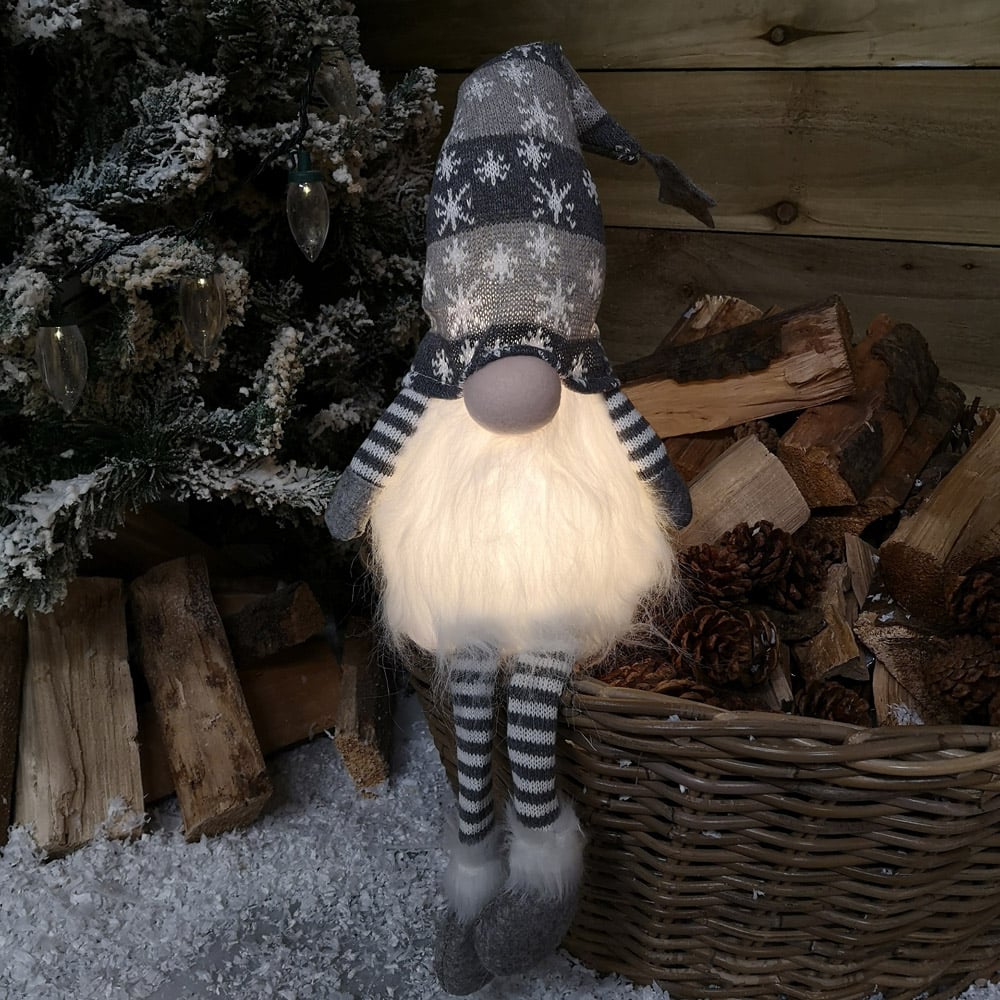 Samuel Alexander Grey Sitting LED Gonk Christmas Decoration 48cm Image 2