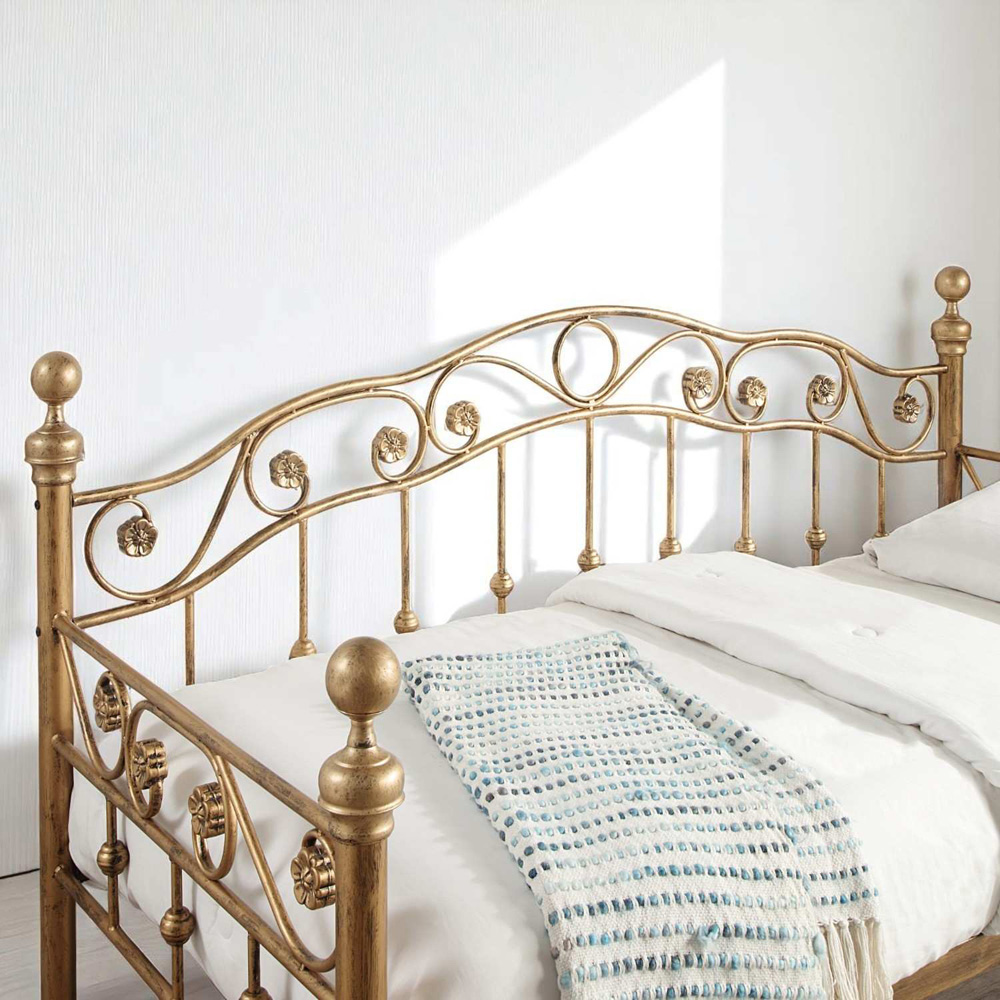 OAT Home Mayfair Single Antique Brass Effect Metal Day Bed Image 4