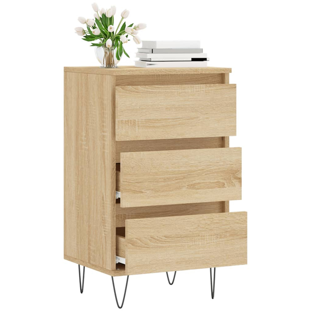 vidaXL 3 Drawer Sonoma Oak Sideboard Image 4