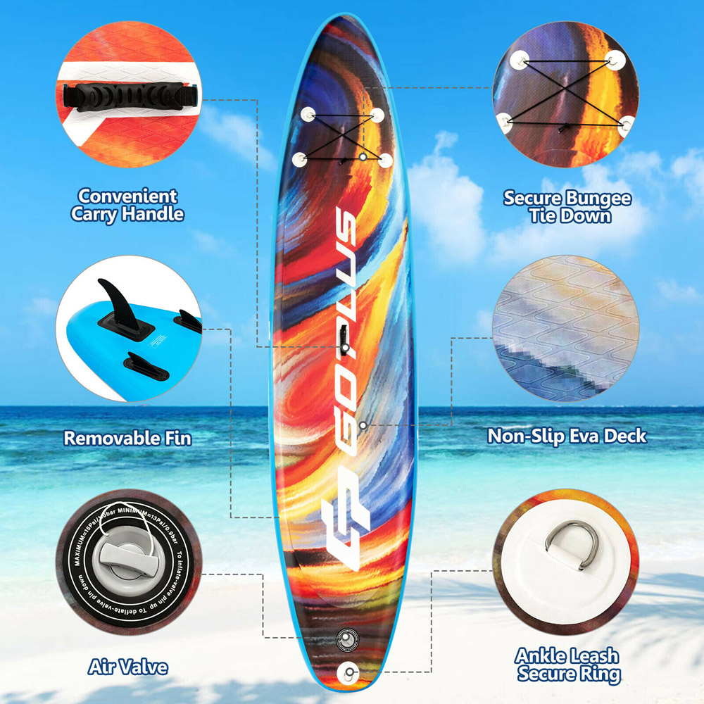 Costway Blue Inflatable Stand Up Paddle Board Set 11ft Image 8