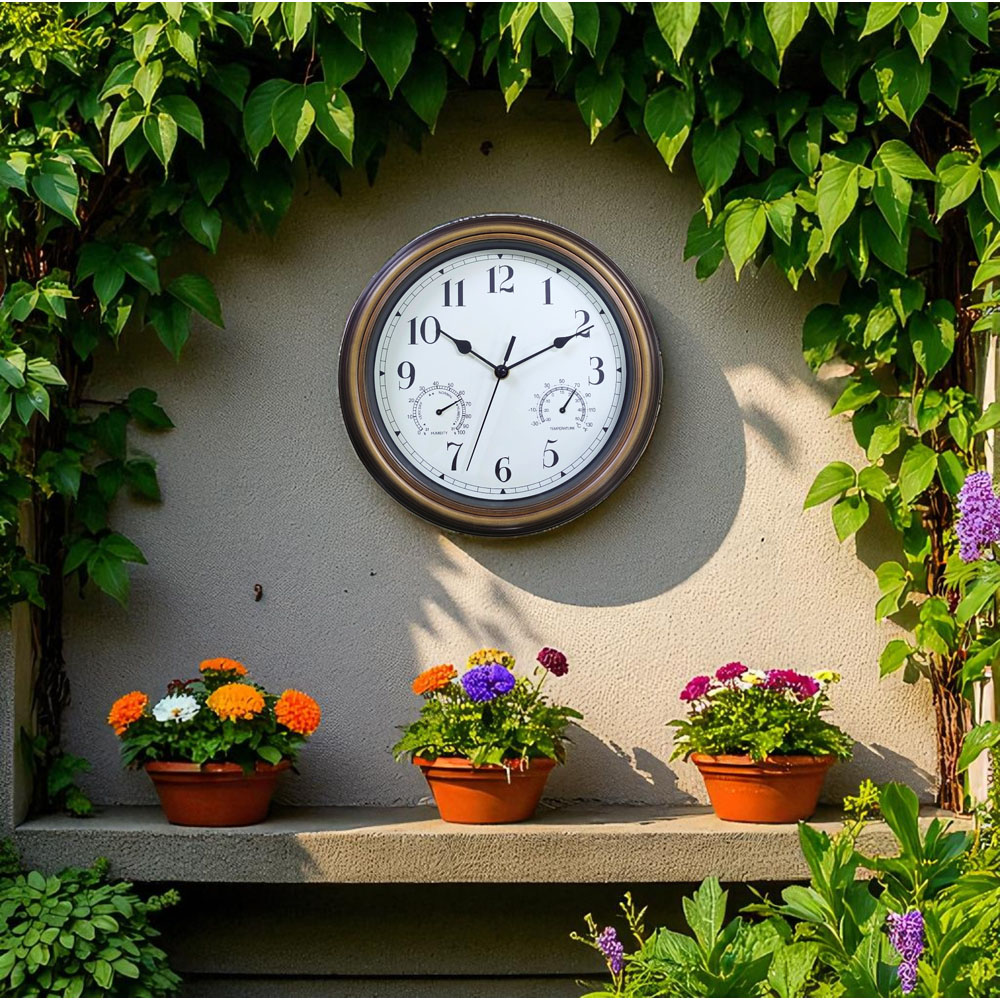 Avilo Radio Controlled Outdoor Clock with Hydrometer and Thermometer Image 7