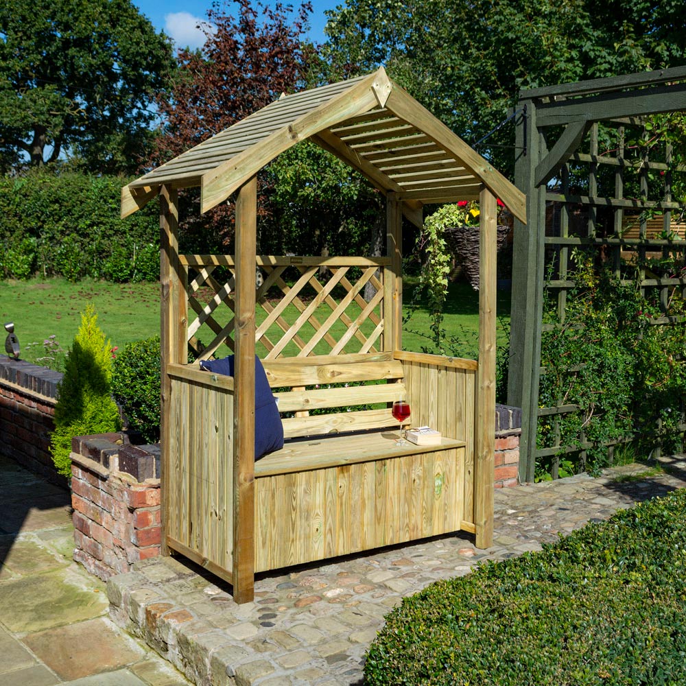Rowlinson Stretton 2 Seater Natural Arbour with Slatted Roof Image 9