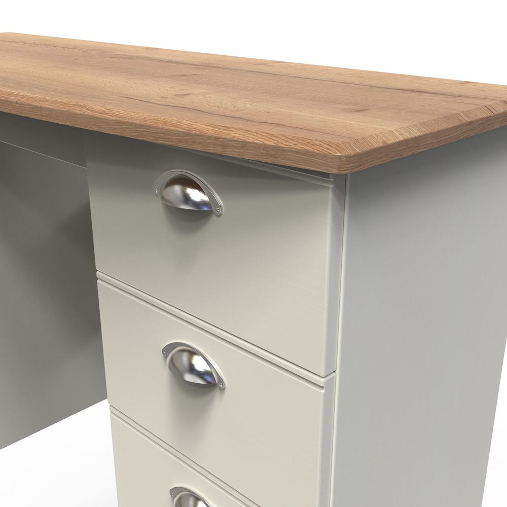 Crowndale Victoria 6 Drawer Cream Ash and Oak Kneehole Desk Image 5