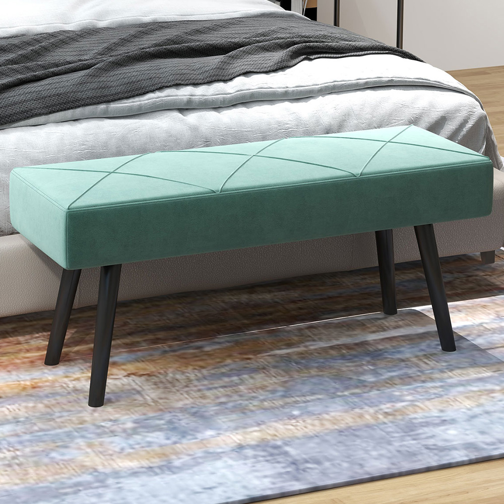 Portland Green Upholstered End of Bed Bench Image 1