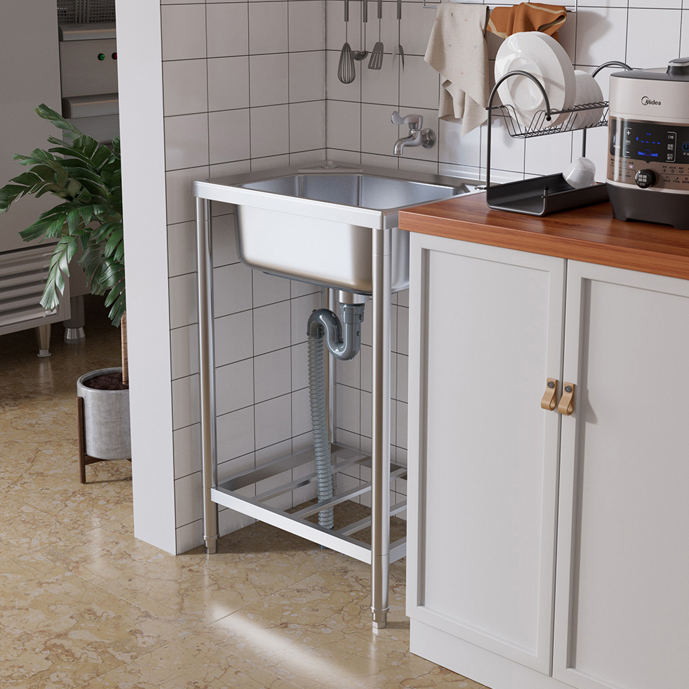 Living and Home Single Trough 201 Stainless Steel Commercial Sink 56 x 43cm Image 2