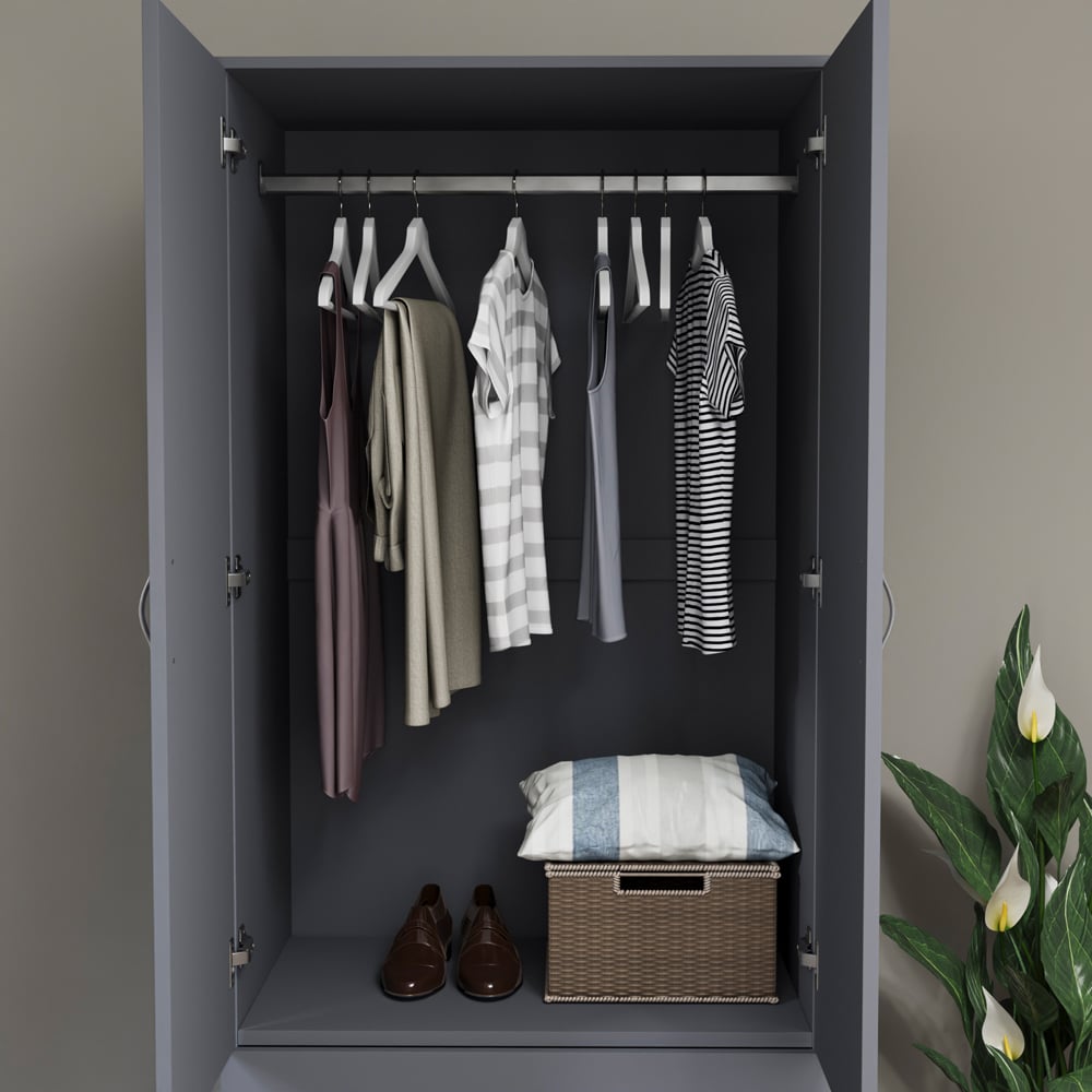 Vida Designs Riano 2 Door 2 Drawer Grey Wardrobe Image 6