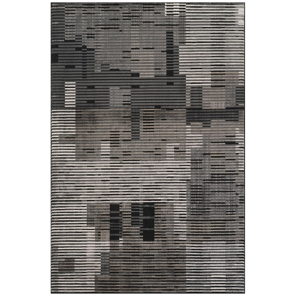 Mayfair Living Room Area Rug Metallic Sheen Contemporary Modern Matrix Design - Dark Grey 200x290 cm Image 1