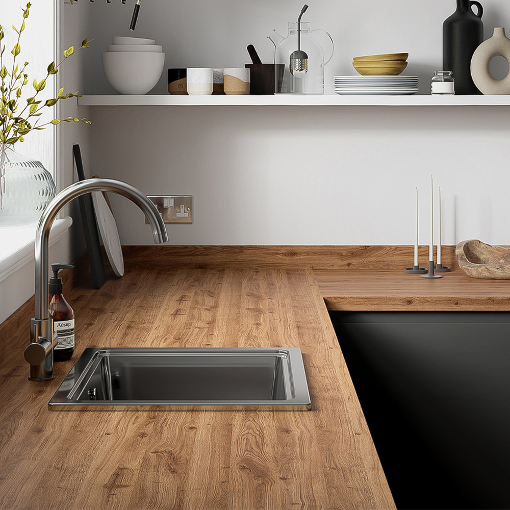 Wilsonart Chalet Oak Postformed Upstand Worktop 70mm Image 5