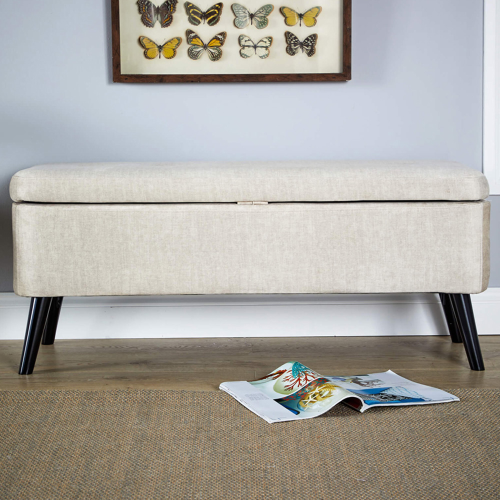 Home Source Carson Grey Buttoned Storage Ottoman Image 1