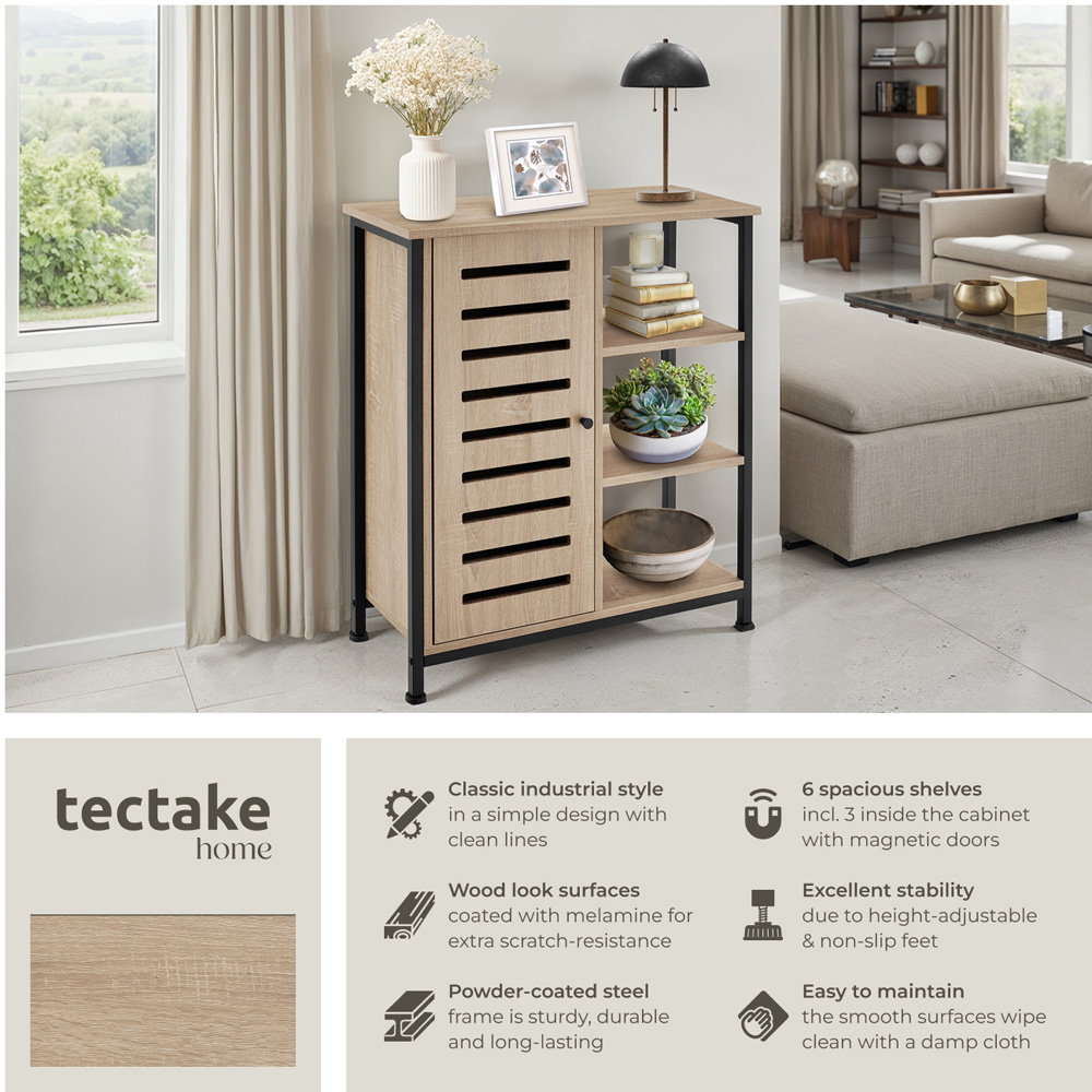 Tectake Runcorn Single Door 3 Shelf Sonoma Oak sideboard Image 3