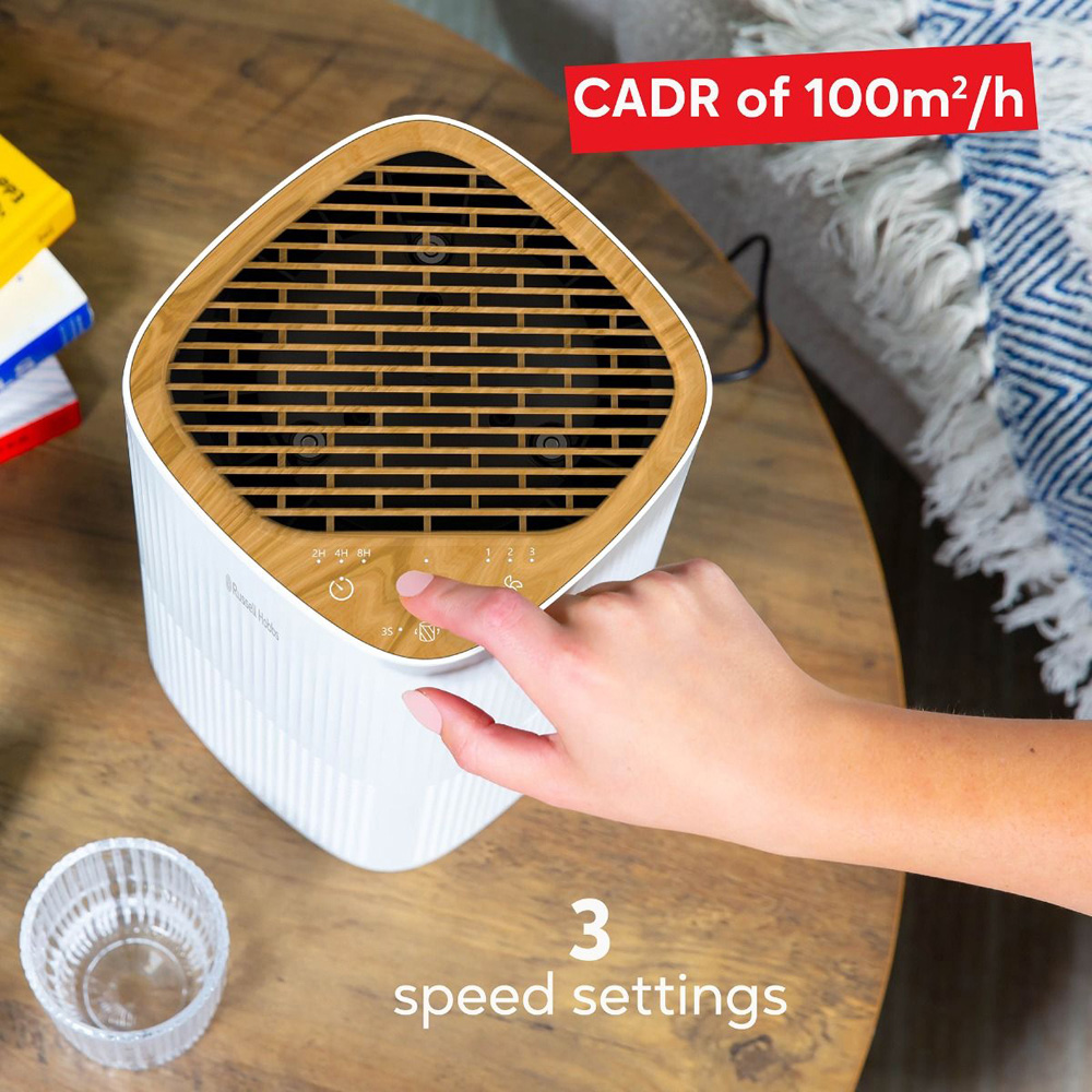 Russell Hobbs Wood and White Clean Air Mini Aroma Air Purifier Image 5