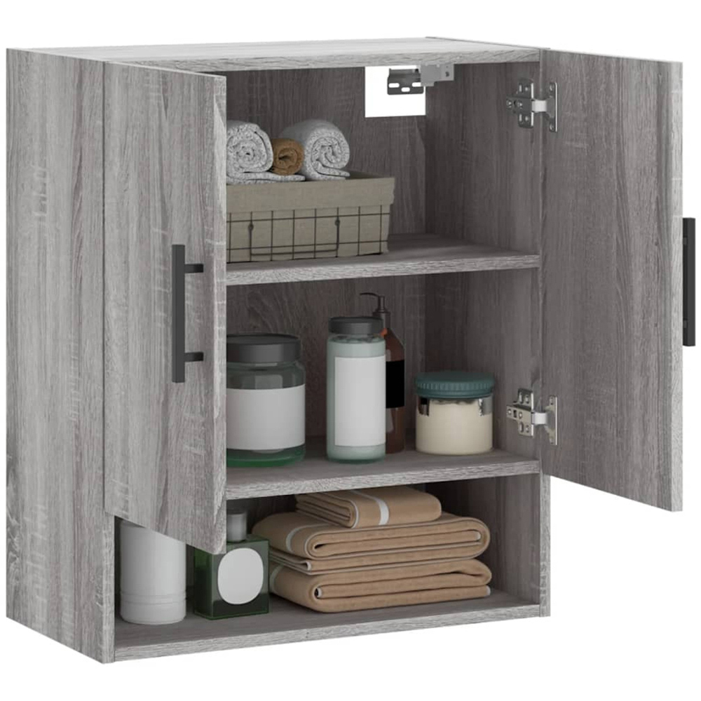 vidaXL 2 Door Single Shelf Grey Sonoma Oak Wall Cabinet Image 4