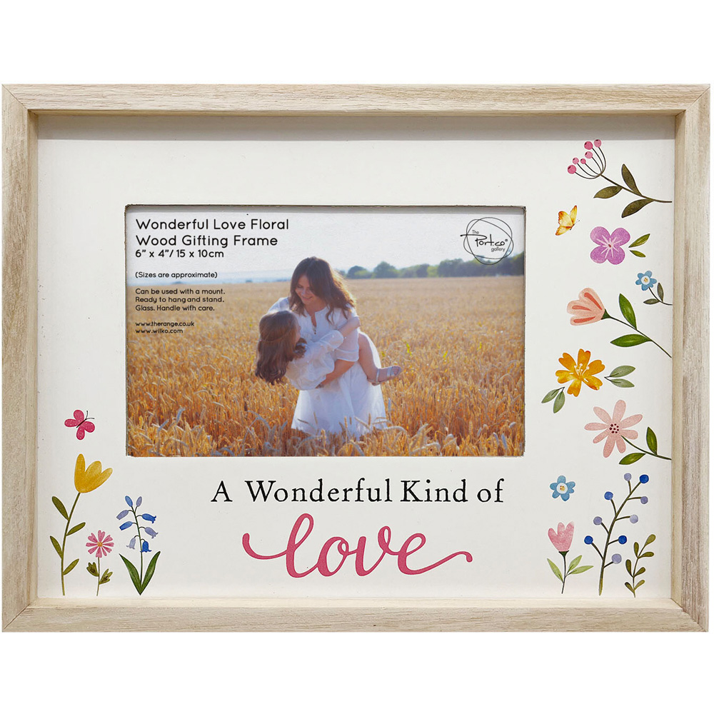 Wonderful Love Floral Wooden Photo Frame Natural Image 1