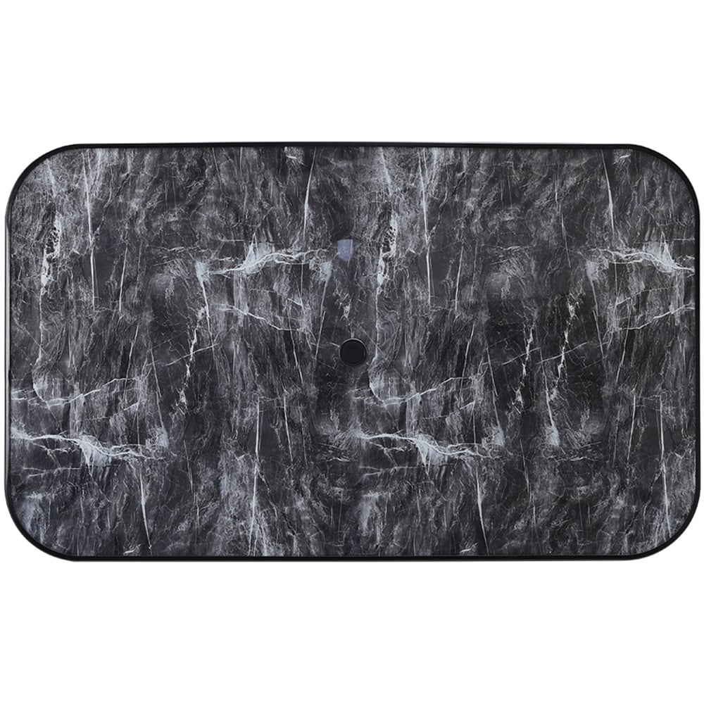 Living and Home Black Tempered Glass Rectangle Marble Coffee Table Image 4