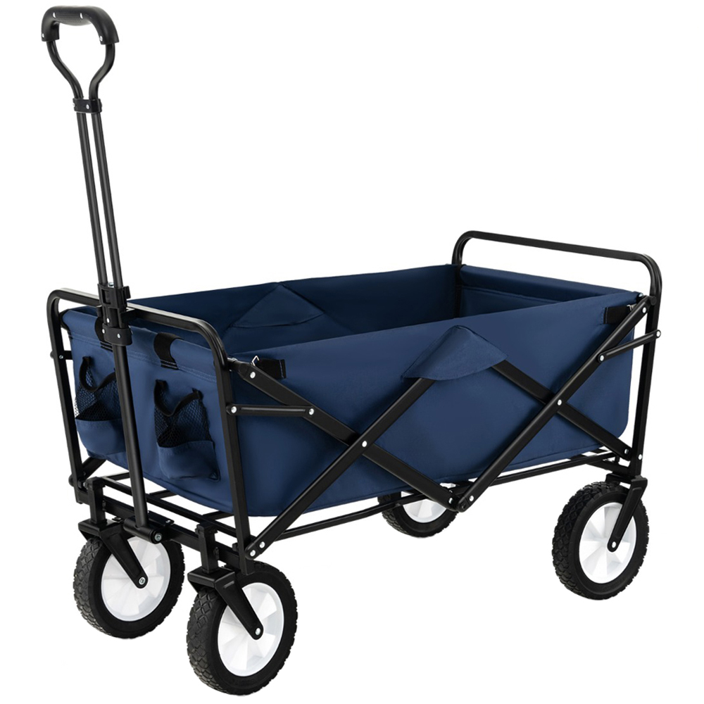 Costway Navy Camping Garden Cart with Adjustable Handle Image 1