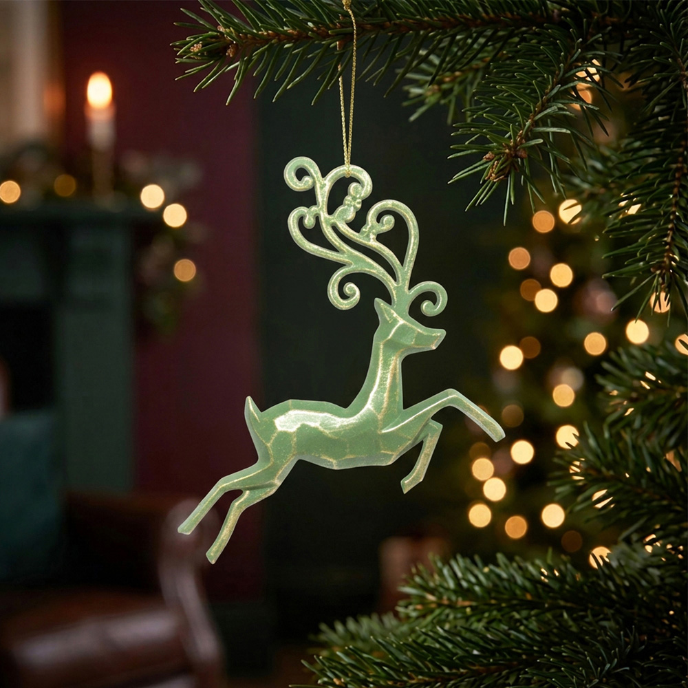 Brushed Gold Reindeer Hanging Decoration Image 2