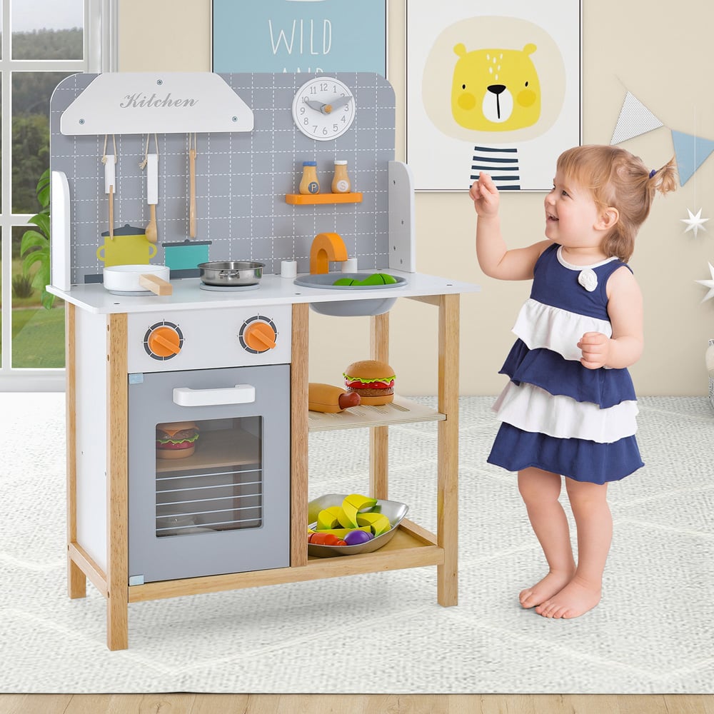 Costway Kids Kitchen Playset with Cookware Accessories Image 2