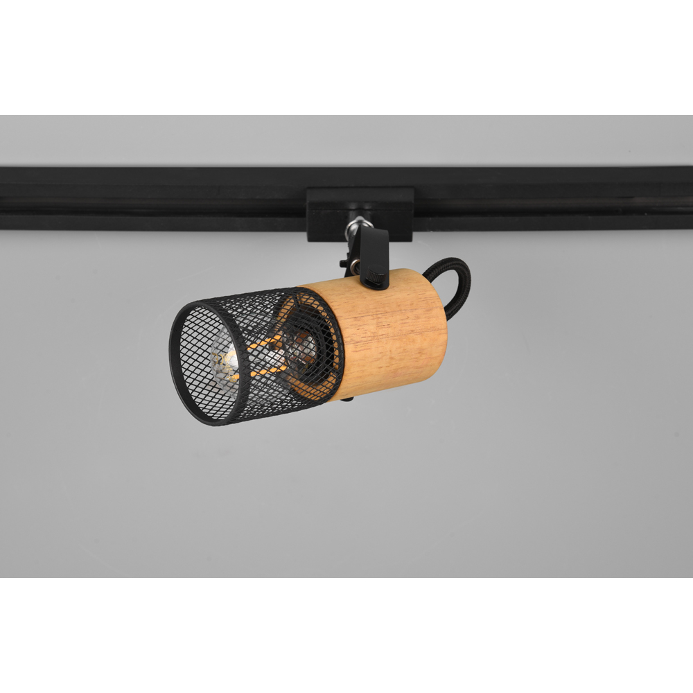 TRIO Tosh Black Matt and Natural Wood Outdoor Light Image 6