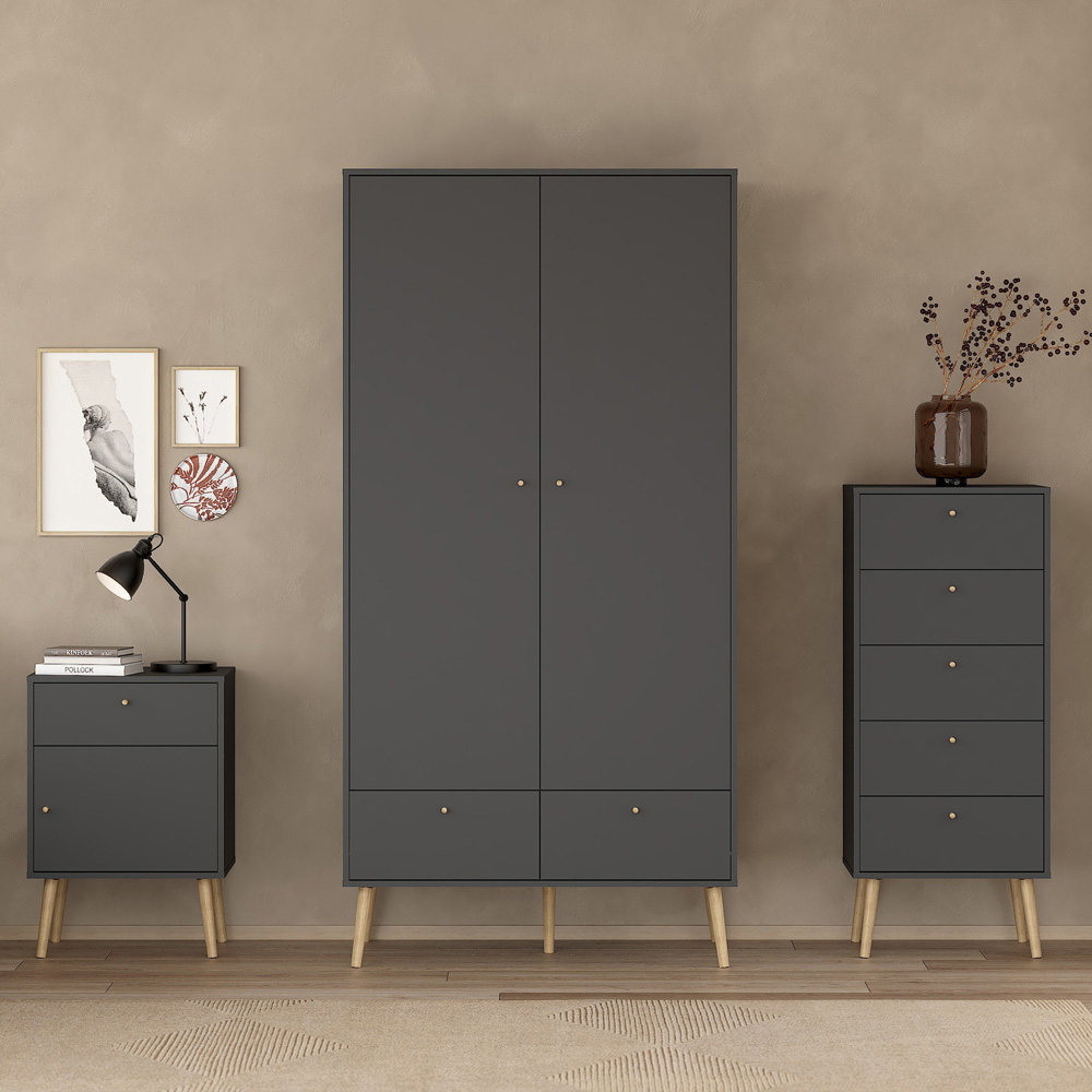 Florence Cumbria 5 Drawer Dark Grey Chest of Drawers Image 2