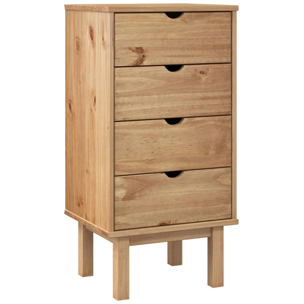 vidaXL Otta 4 Drawer Brown Solid Wood Pine Storage Cabinet Image 2