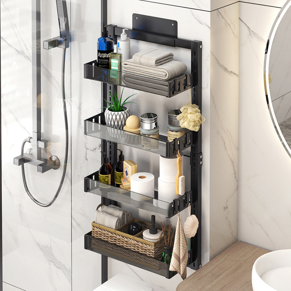 Living and Home Black 4 Tier Over the Door Shower Caddy Shelf Image 2