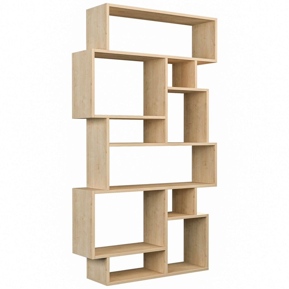 Decortie Karmato 10 Shelf Oak Modern Bookcase Image 2