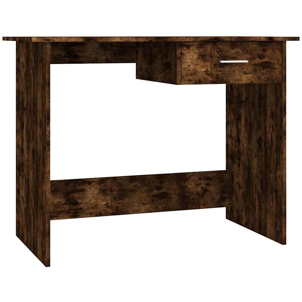 vidaXL Single Drawer Computer Desk Smoked Oak Image 2
