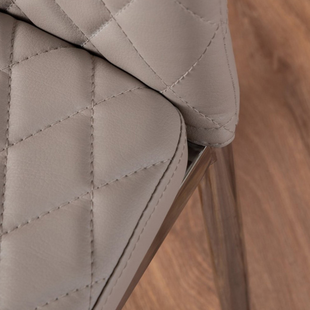 Furniturebox Lucia Valera 6 Seater Round Dining Set Grey Gloss Cappuccino and Chrome Image 7