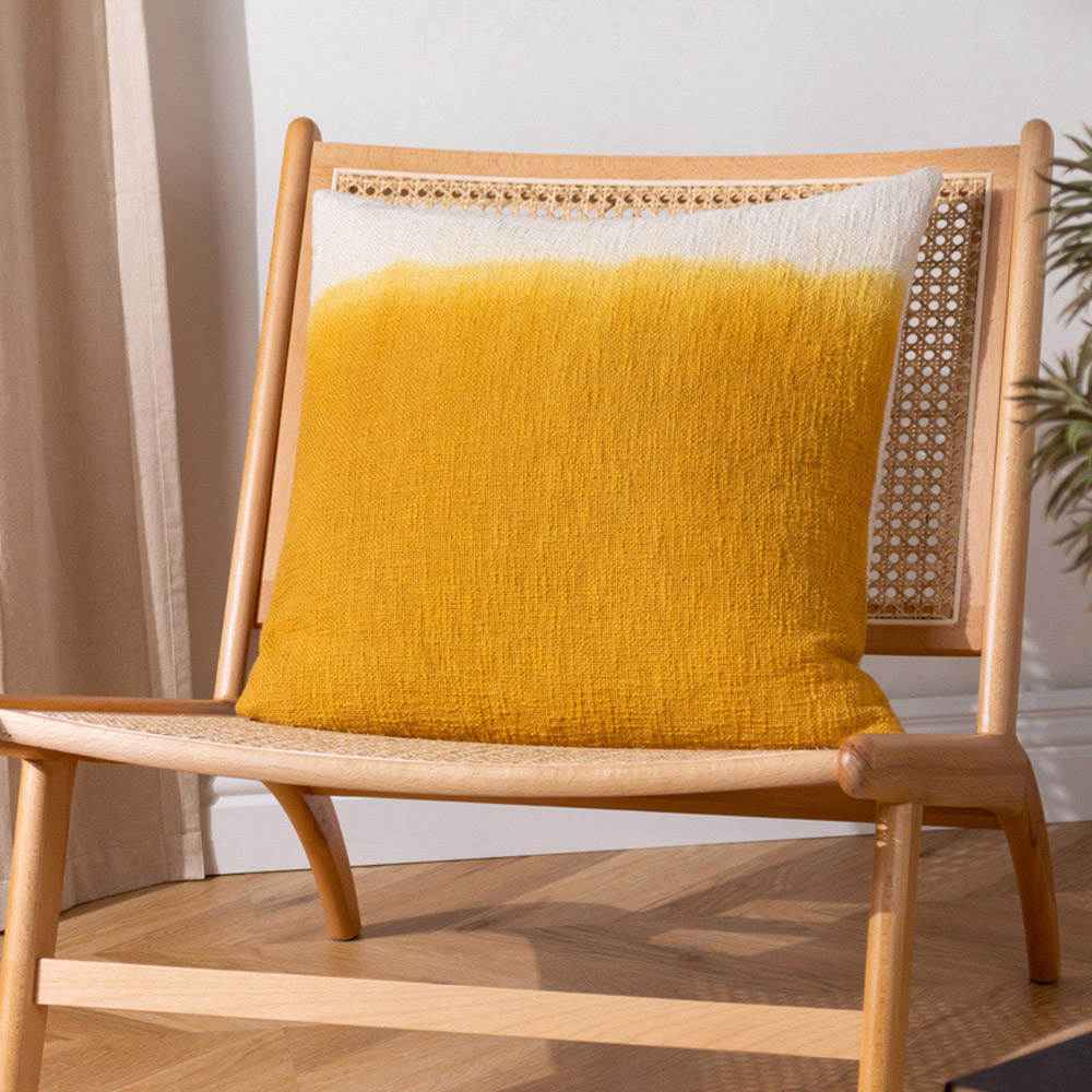 furn. Mizu Ochre Dip Dye Square Cushion Image 2