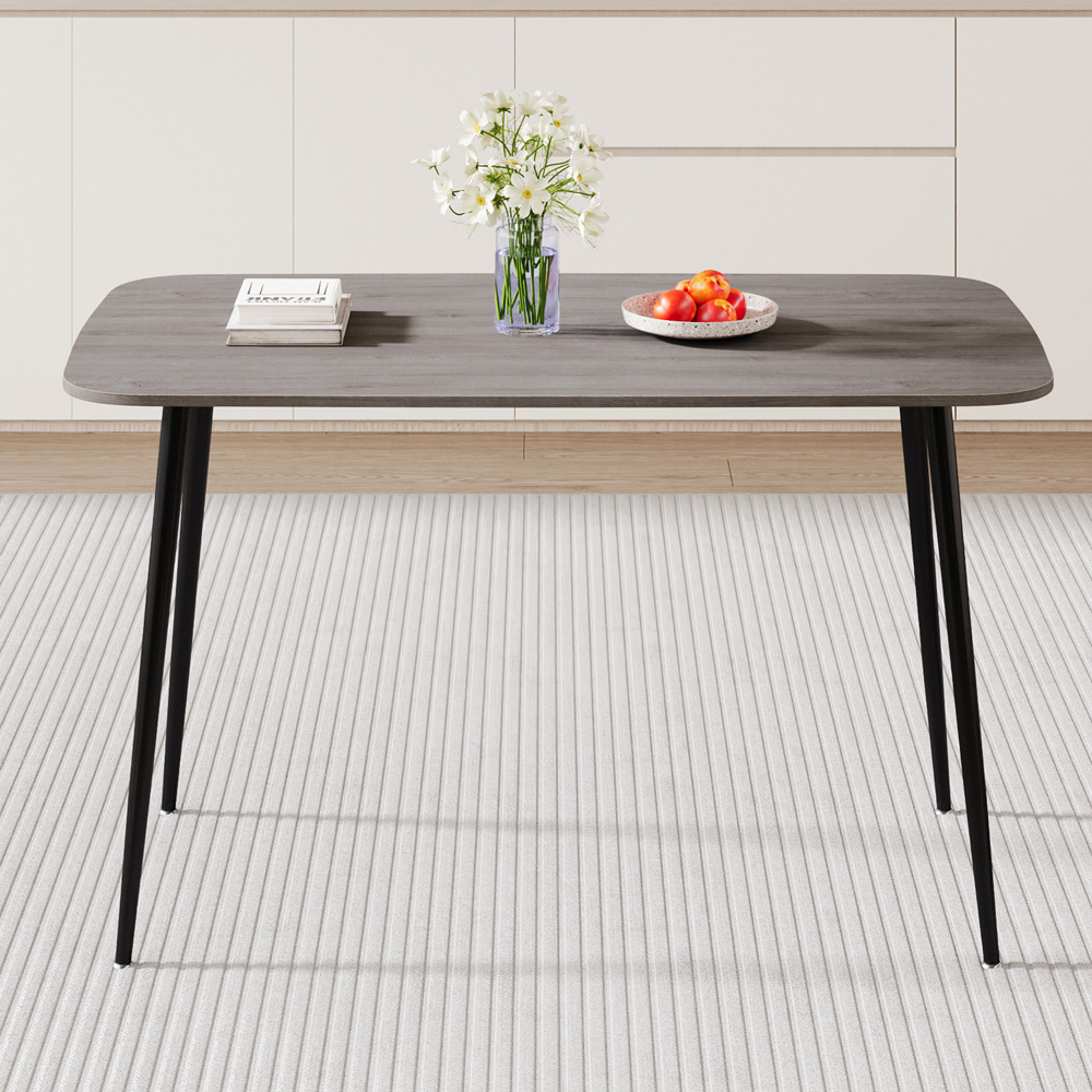 Living and Home 4 Seater Woodgrain Effect Dining Table Brown and Black Image 7